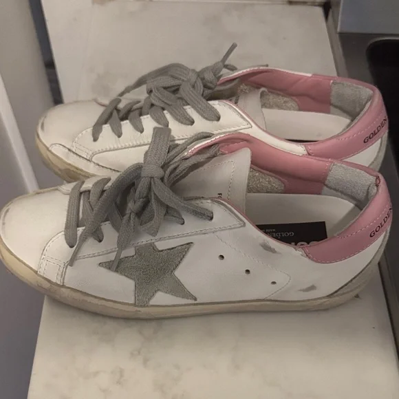 Golden Goose White and Pink Star Sneakers - Picture 3 of 10